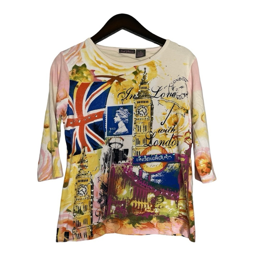 Y2K French Postcards British UK Graphic Scene AOP size XS